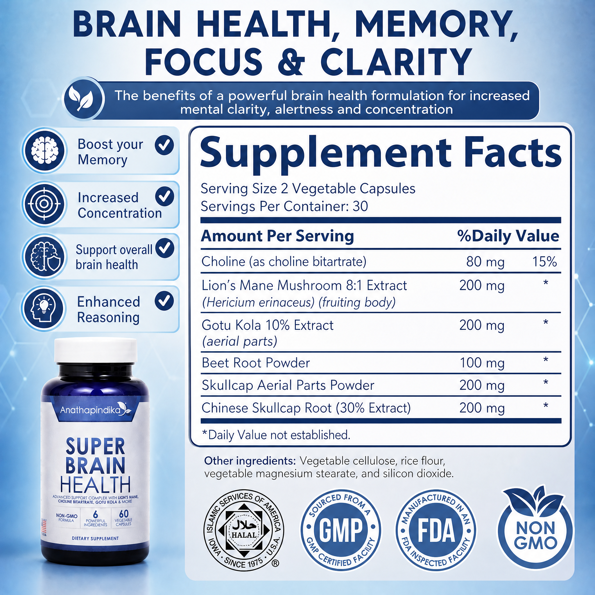 Super Brain Health, 6-in-1 Nootropic Supplement