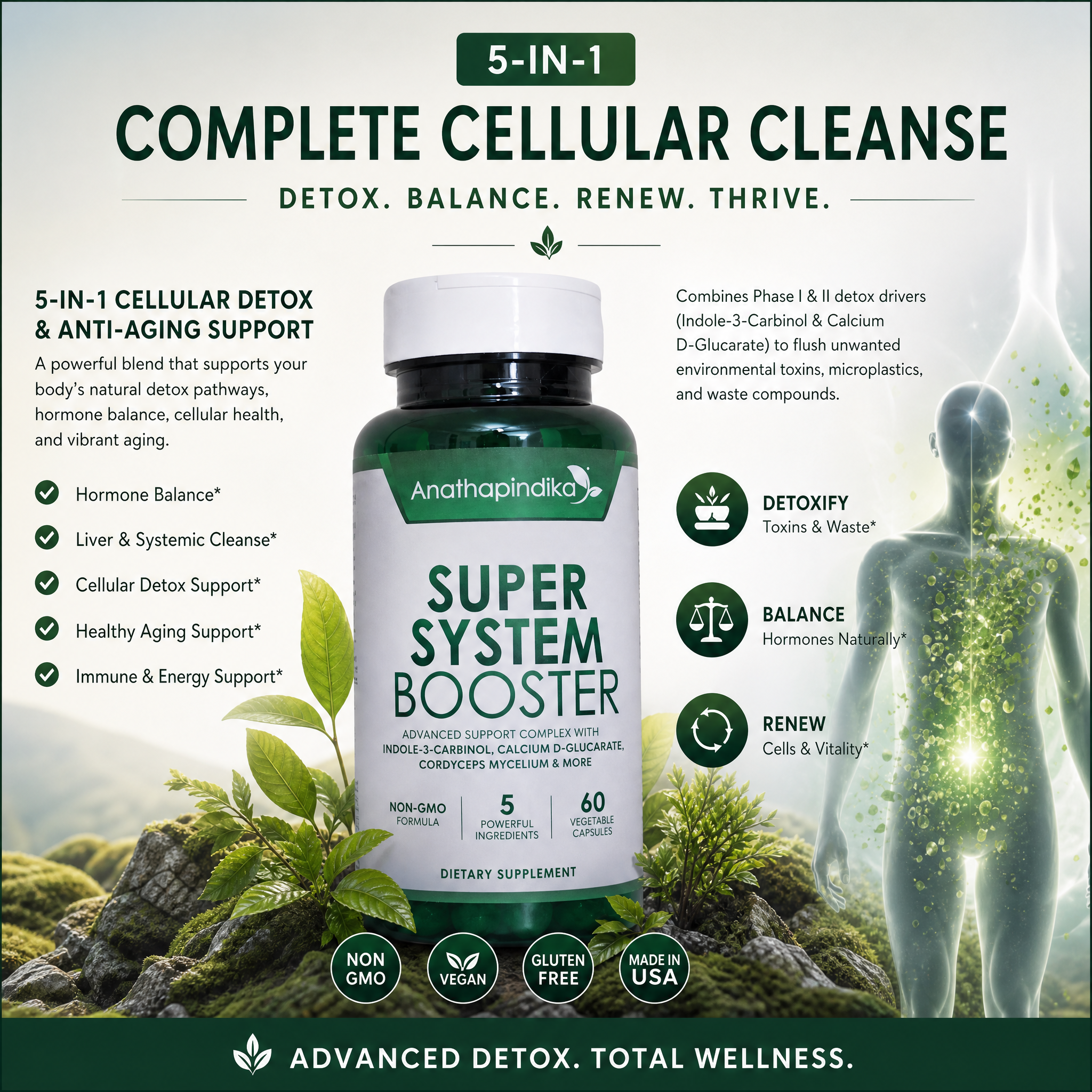 Super System Booster, 5-in-1 Cleansing Detox Supplement